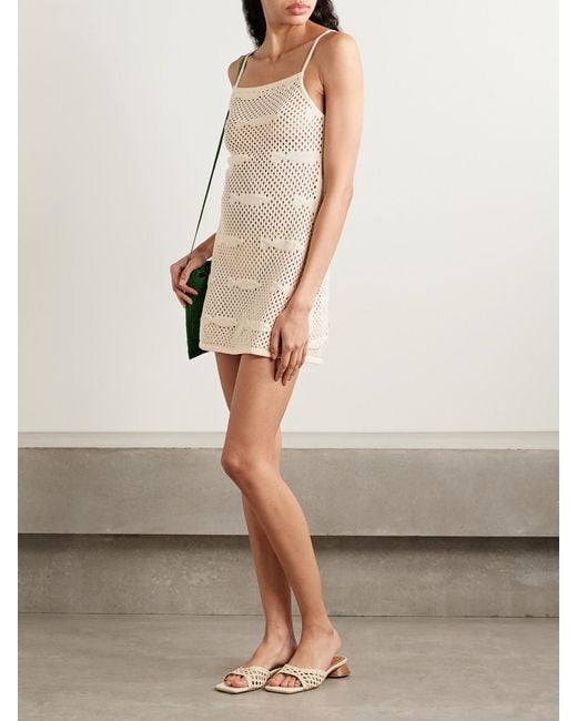 Staud Natural Rio Crocheted Cotton Mini Dress