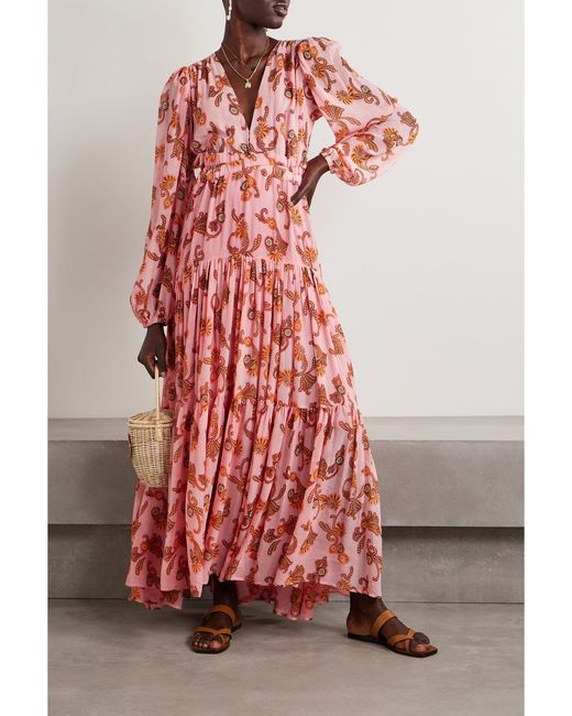 A.L.C. Annie Tiered Printed Silk-Crepon Maxi Dress
