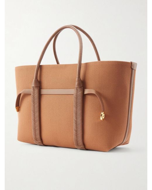 Loro Piana Brown Ghiera Large Leather-Trimmed Canvas Tote