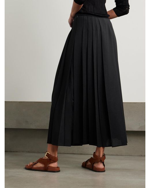 Joseph Black Crete Pleated Crepe De Chine Midi Skirt