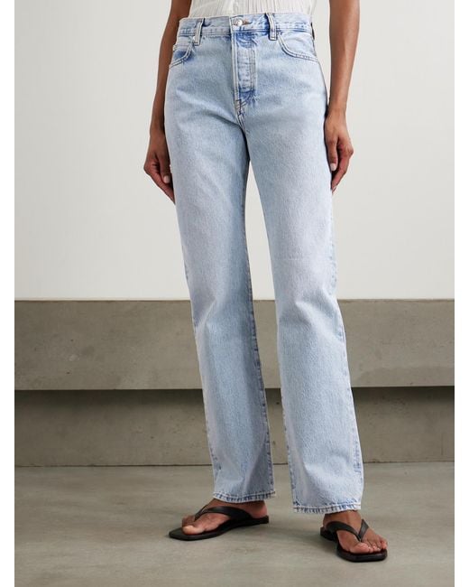 FRAME Blue The Staple Mid-Rise Straight-Leg Jeans