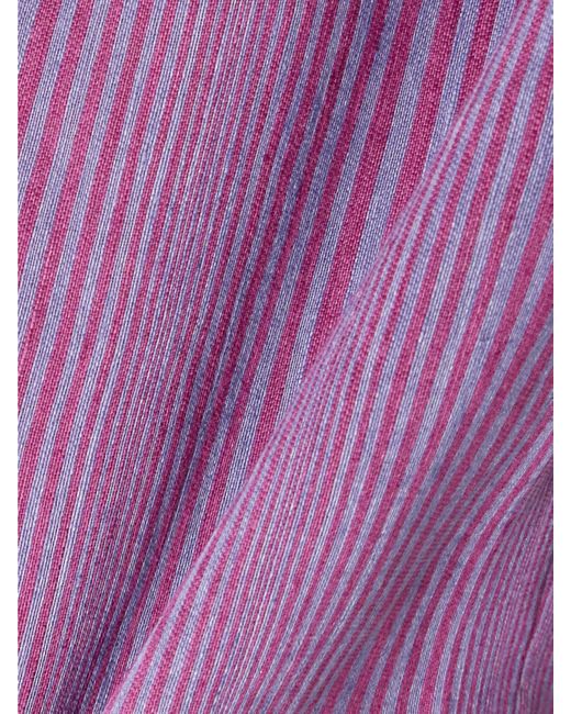 D'Estree Purple Richard Veil Striped Linen-Blend Top