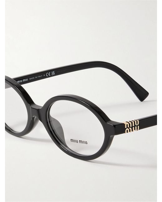 Miu Miu Black Oval-Frame Acetate Optical Glasses