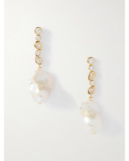 Completedworks Metallic Ohrringe Aus Recyceltem-Vermeil Mit Perlen Und Cubic Zirkonia