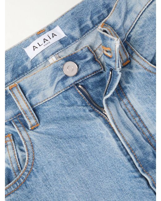 Alaïa Blue Round High-Rise Barrel-Leg Jeans