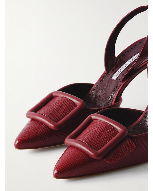 Escarpins À Brides Arrière En Cuir Effet Lézard Mayslibi 70 Manolo Blahnik en coloris Red