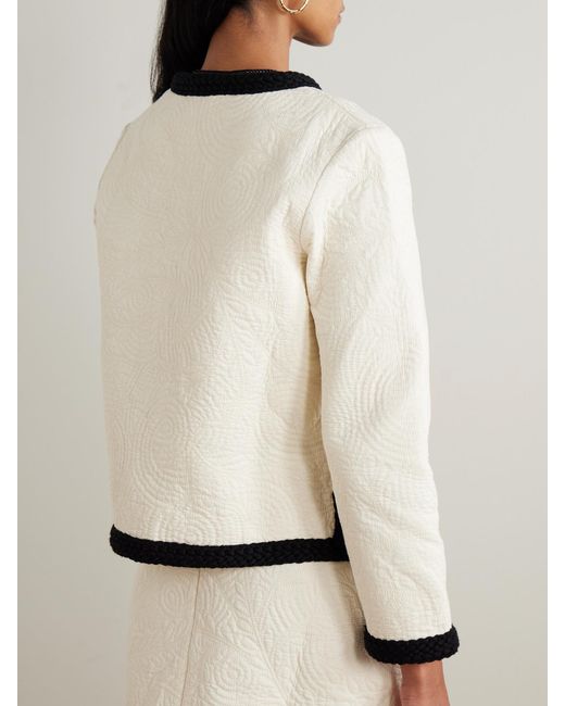 Emporio Sirenuse White Iole Braid-Trimmed Quilted Cotton Jacket