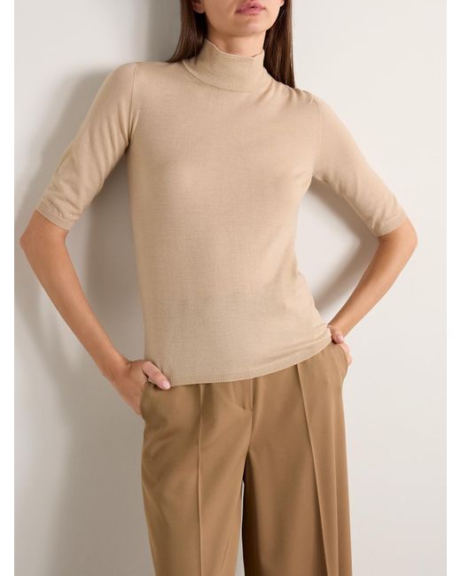 Max Mara Natural Cecina Wool Turtleneck Top