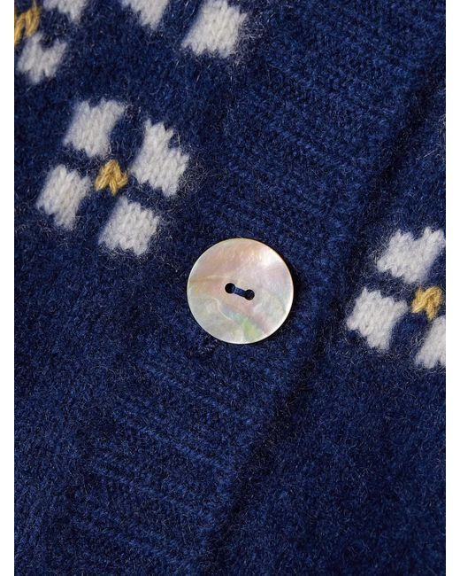 Calle Del Mar Blue Fair Isle Cashmere Cardigan