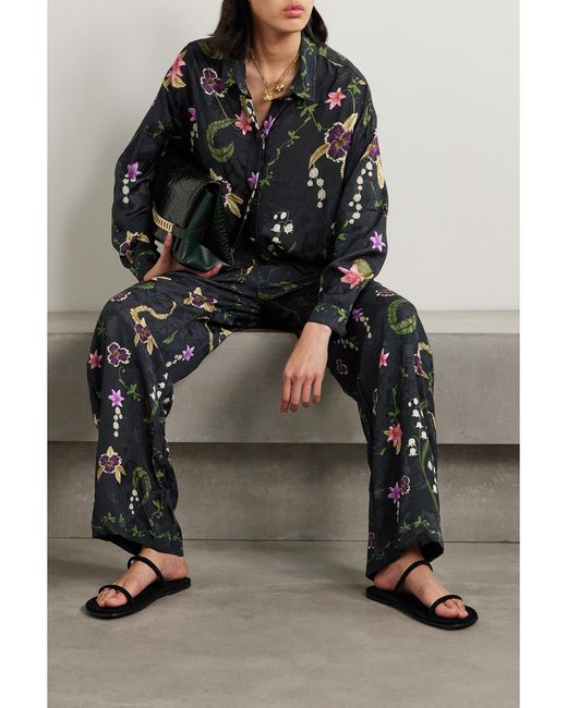 Agua Bendita Blue + Net Sustain Cecilia Tesoro Floral-print Jacquard Shirt