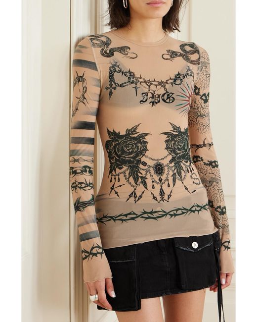Jean Paul Gaultier Natural Knwls Printed Stretch-Jersey Top