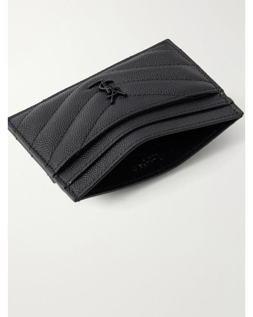 Saint Laurent Black Cassandre Matelassé Textured-Leather Cardholder
