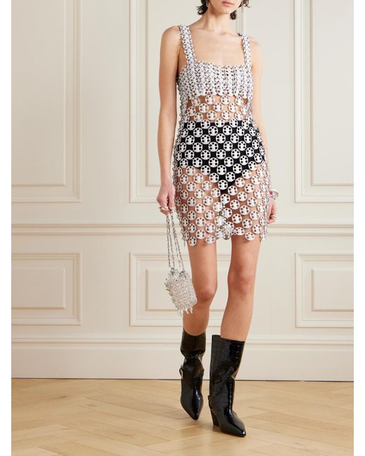 Rabanne White Minikleid Aus Metall-Mesh