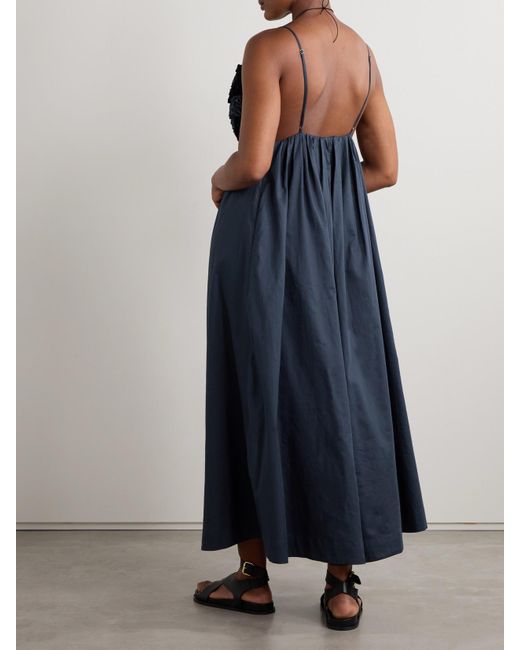 Mara Hoffman Blue Annika Midikleid Aus Biobaumwollpopeline Mit Raffungen