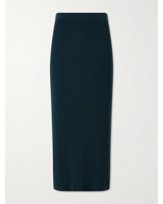 Zimmermann Blue Valiant Knit Wool Midi Skirt