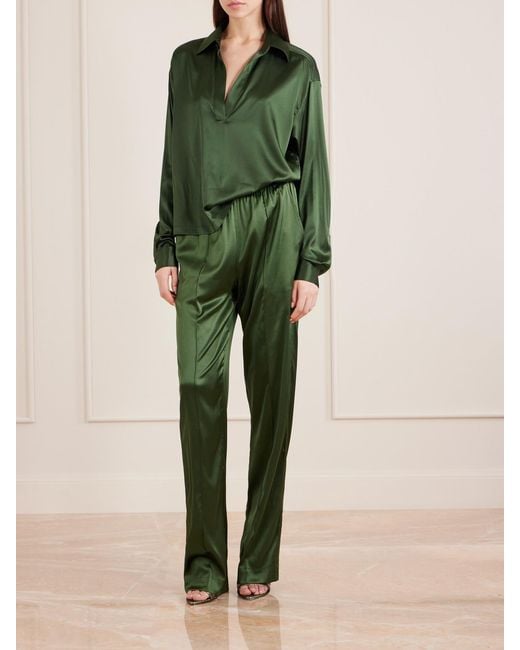Tom Ford Green Silk-Blend Satin Blouse