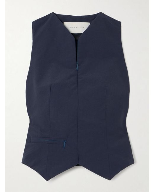 Conner Ives Blue Recycled-Twill Vest