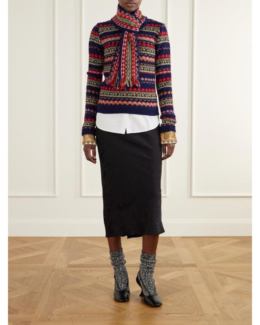 Dries Van Noten Blue Intarsia Wool Sweater