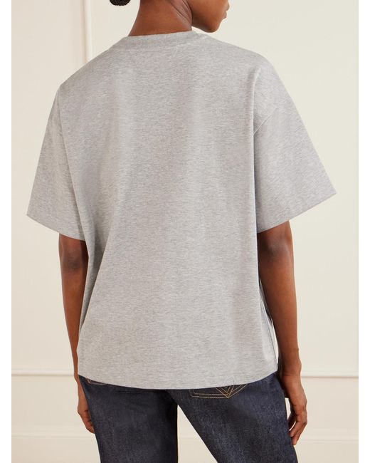 Bottega Veneta Gray Intrecciato Suede-Trimmed Organic Cotton-Jersey T-Shirt