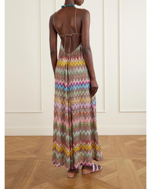 Missoni White Striped Metallic Crochet-Knit Coverup