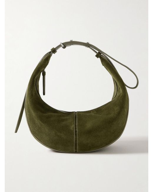 Proenza Schouler Green Slide Leather-Trimmed Suede Shoulder Bag