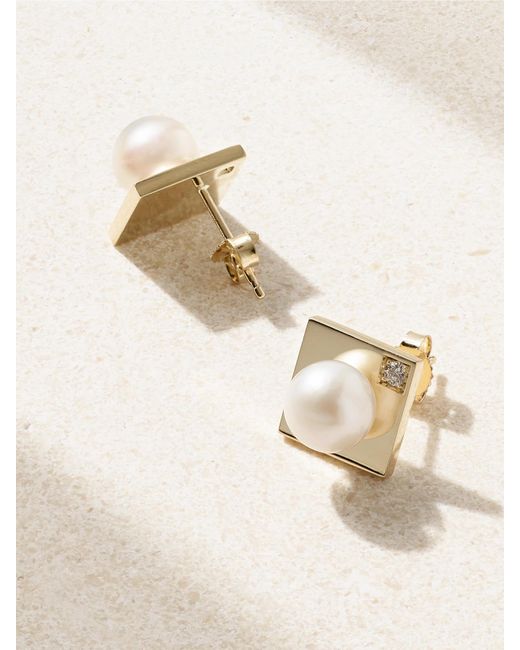 Mizuki Natural 14-Karat, Diamond And Pearl Earrings