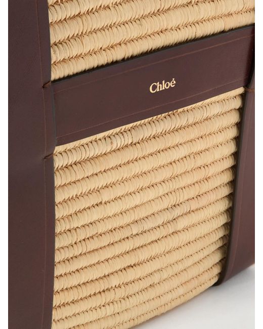 Chloé Natural Kerala 25 Tote Aus Raffiabastimitat Mit Lederbesätzen