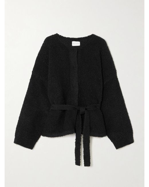 Deiji Studios Black Pod Belted Bouclé Cardigan