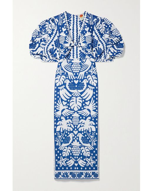 Farm Rio Jungle Carf Navy Midi Dre Jungle Carf Navy Blue