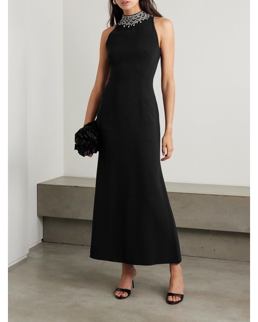 Jenny Packham Black Maxikleid Aus Cady Mit Verzierungen