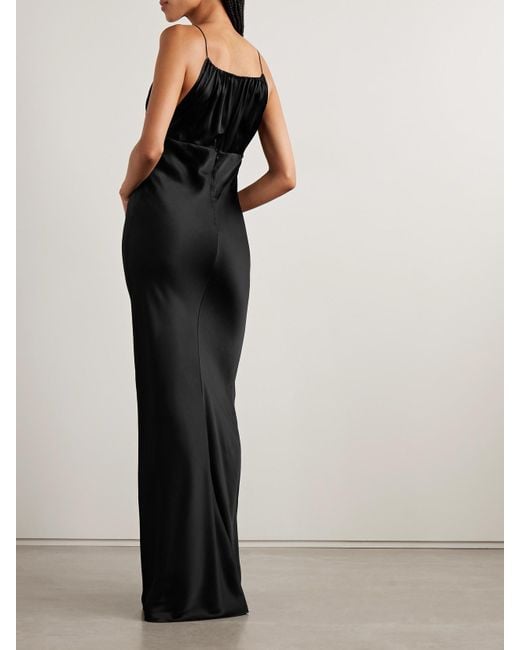 Nili Lotan Black Ardelle Robe Aus Seiden-Charmeuse