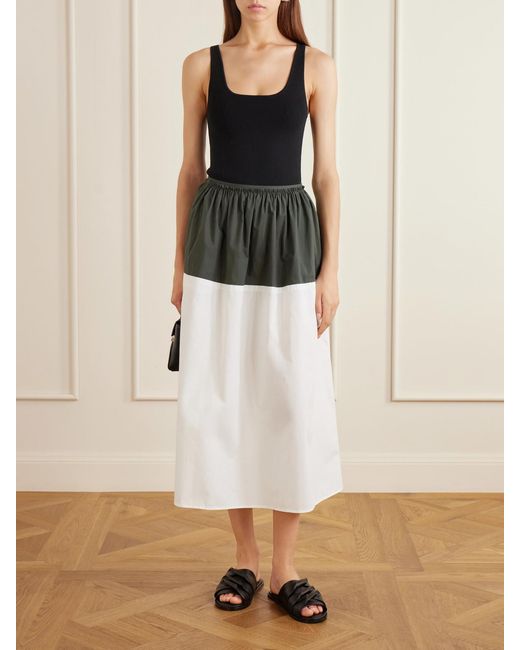 Proenza Schouler Black Nyla Cotton-Poplin Midi Skirt