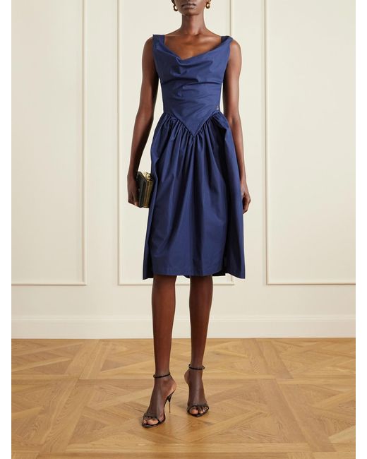 Vivienne Westwood Blue Sunday Gathered Cotton-Poplin Midi Dress