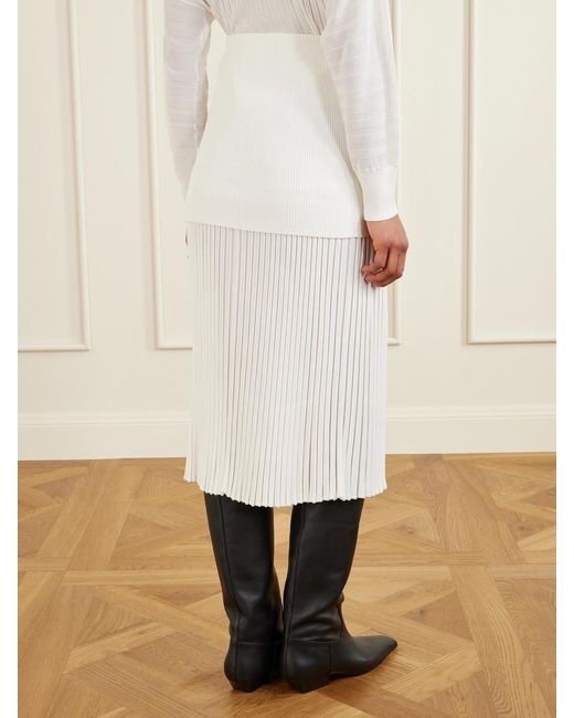 Proenza Schouler White Luiza Ribbed-Knit Midi Skirt