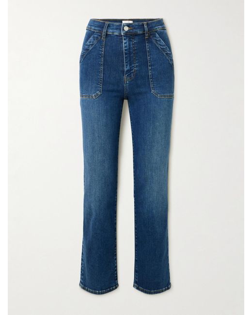 FRAME Blue The Utility Hoch Sitzende Jeans Mit Geradem Bein Aus Bio-Denim