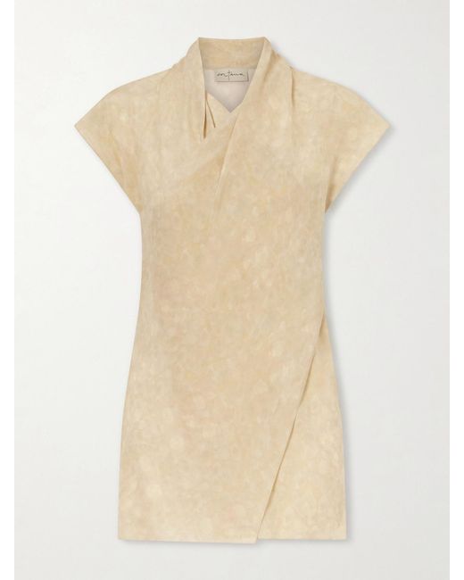 Cortana Natural Cassiopea Silk-Crepe Blouse
