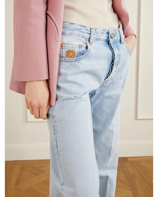 Blazé Milano Blue Nariida Maline Mid-Rise Wide-Leg Jeans