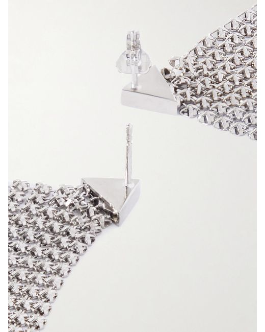 Rabanne White Pixel Flow-Tone Earrings