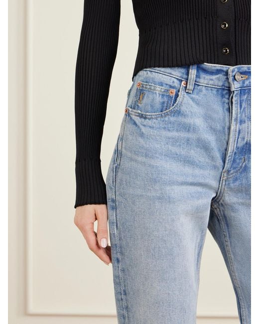 Saint Laurent Blue Nico Mid-Rise Straight-Leg Jeans