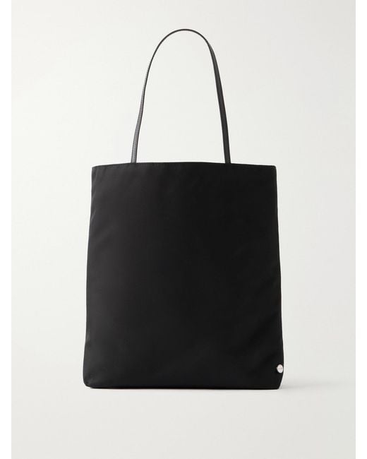 Valesque Black Thea Leather-Trimmed Satin-Shell Tote Bag