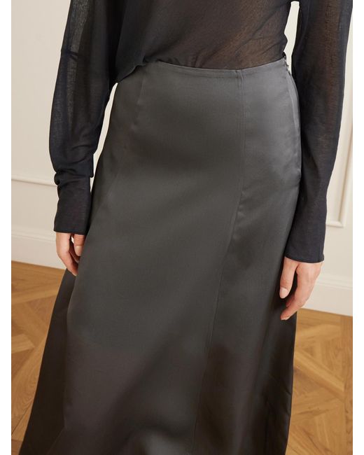 Ruohan Gray Cocoon Silk-Organza Maxi Skirt
