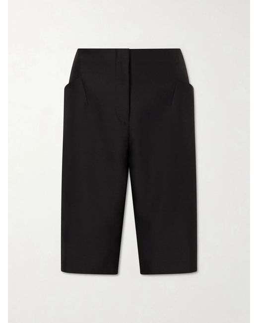 Dries Van Noten Black Wool And Silk-Blend Crepe Shorts