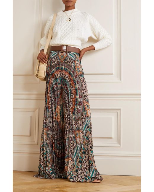 Etro Pleated Paisley-print Crepe De Chine Maxi Skirt | Lyst