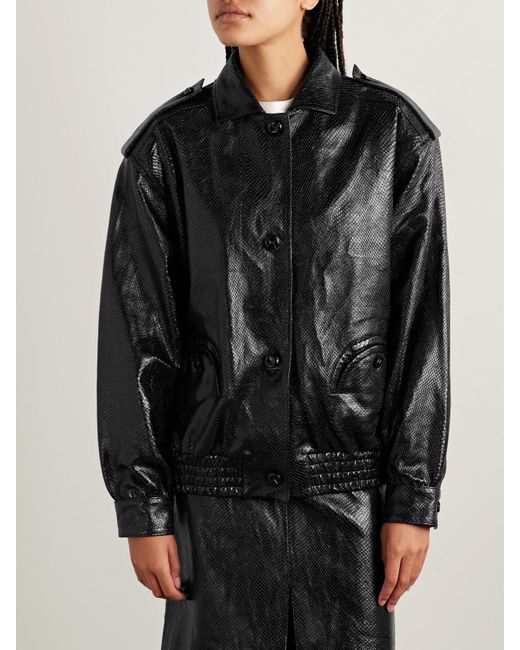 Blazé Milano Black Charlie Jacke Aus Leder Mit Schlangeneffekt