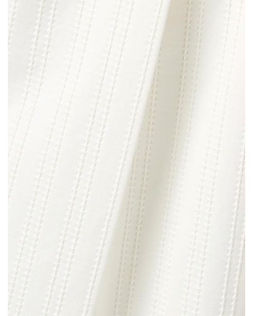 Christopher John Rogers White Pleated Embroidered Cotton Wide-Leg Pants