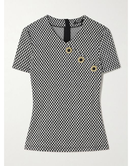 Balmain Gray Oberteil Aus Einer Baumwollmischung Mit Karomuster Und Zierknöpfen