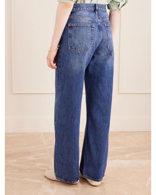 FRAME Blue High Rise Curve High-Rise Wide-Leg Jeans