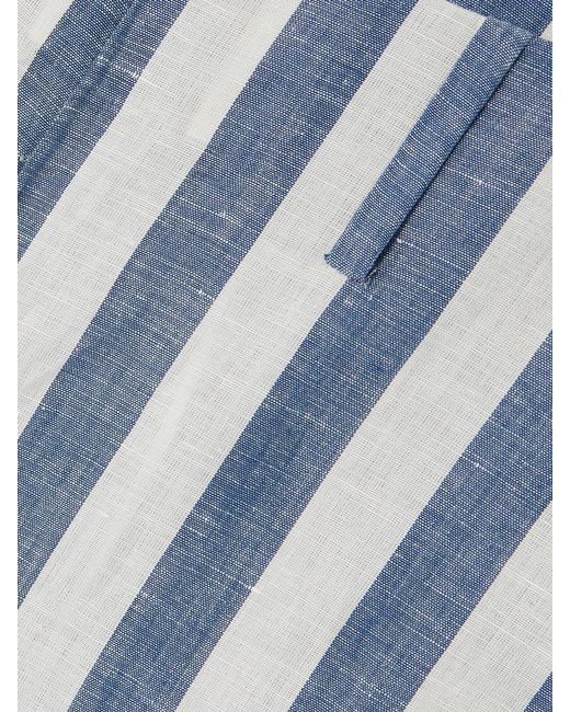 Alix Of Bohemia Blue Charlie Sailor Striped Linen And Cotton-Blend Flared Pants
