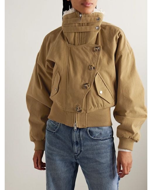 Isabel Marant Natural Oana Fleece-Trimmed Cotton-Twill Jacket