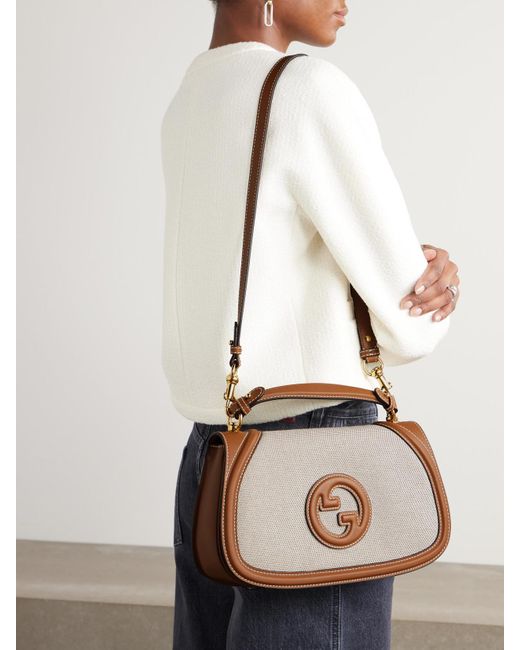 Gucci Brown Blondie Leather-Trimmed Canvas Shoulder Bag